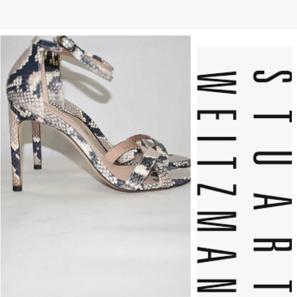 Stuart Weitzman snake embossed crisscross leather Ankle strap sandals size 9 new - Picture 4 of 8